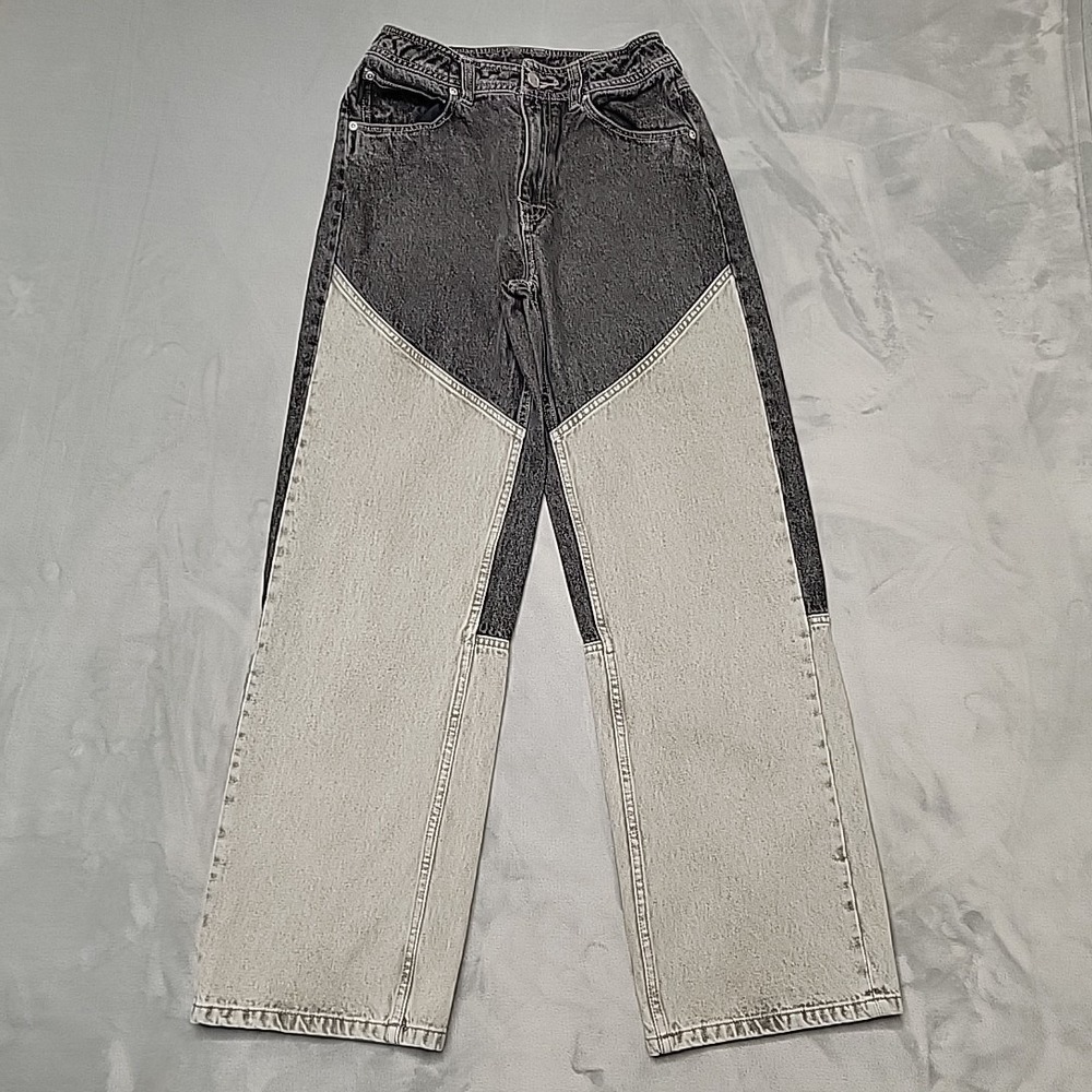 VTG Air Jordan Jeans Mens 28x30 Black Colorblock Wide Leg Baggy Skate Denim
